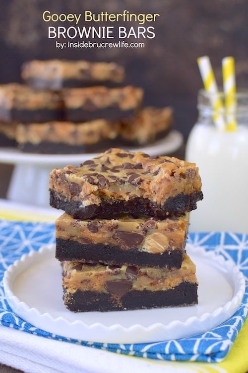 Candy bars and chocolate make these gooey brownie bars a sure hit for dessert! Perfect for sharing at parties and picnics!