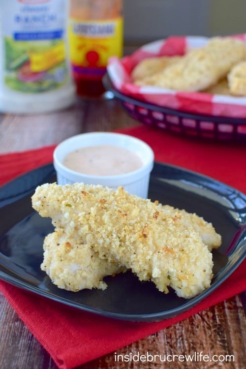 The spicy cheese coating on these chicken tenders will make this a dinner that kids and adults will both enjoy.