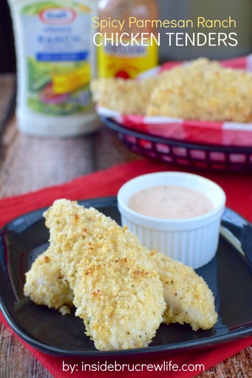The spicy cheese coating on these chicken tenders will make this a dinner that kids and adults will both enjoy.