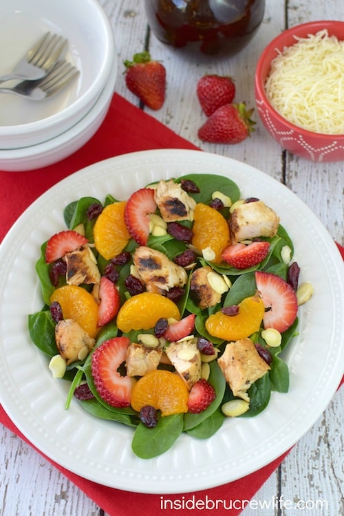 Strawberry Orange Spinach Salad with Chicken