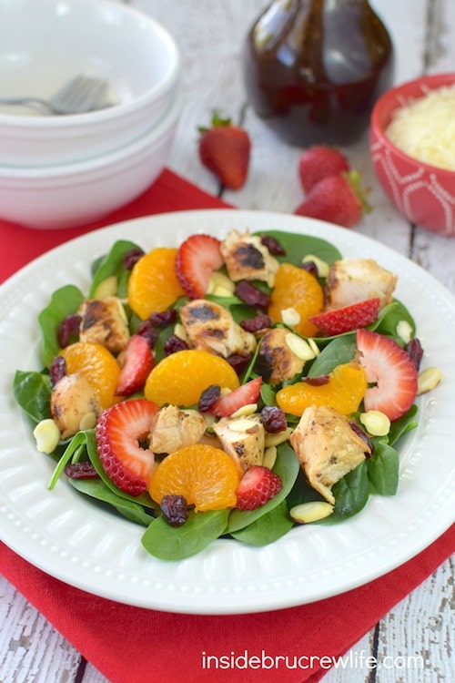 Strawberry Orange Spinach Salad with Chicken