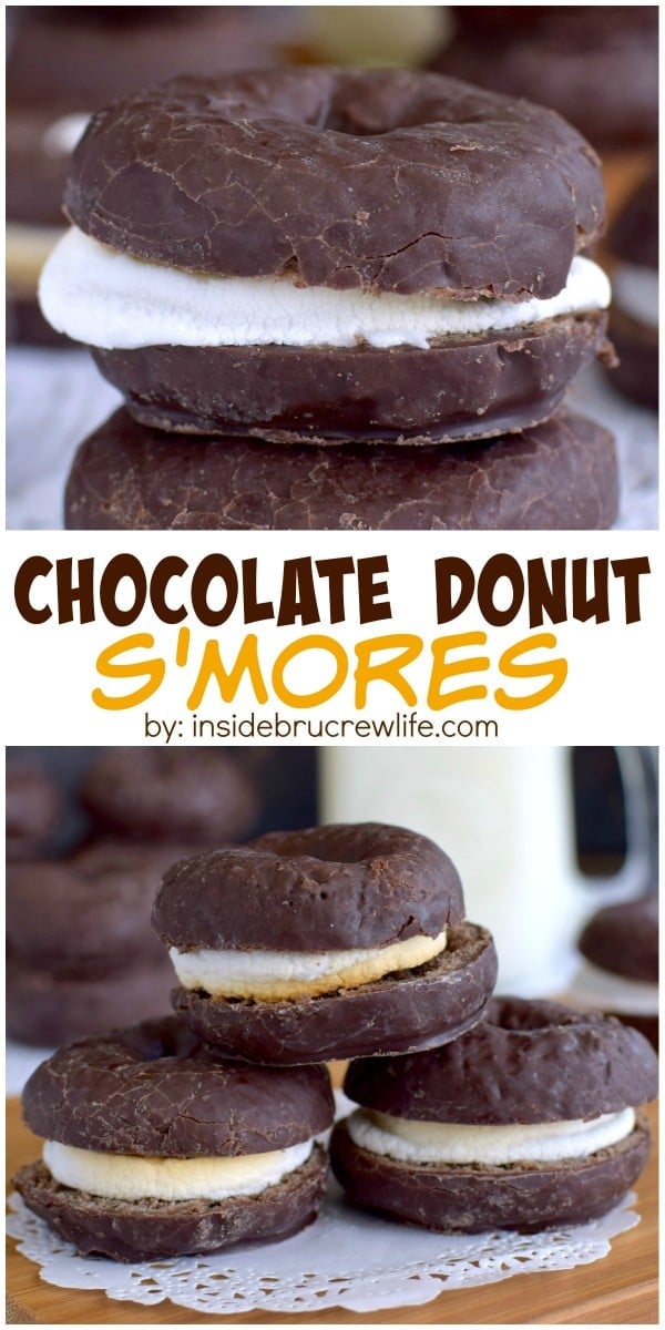 Toasted marshmallows inside chocolate donuts adds a fun new twist to summer s'mores.