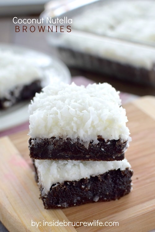 Fudgy Nutella brownies with a coconut frosting will get rave reviews from everyone.