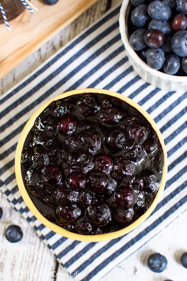 Honey Blueberry Sauce - this easy blueberry sauce is made from blueberries and honey. It is great in baked goods or on toast.