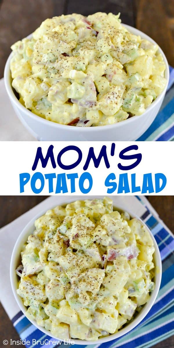 Mom's Potato Salad - this easy salad is made with just a few ingredients and is the best side dish. Try this recipe for your summer picnics and watch it disappear in a hurry. #salad #picnic #potatosalad #traditional #recipe #summersalads