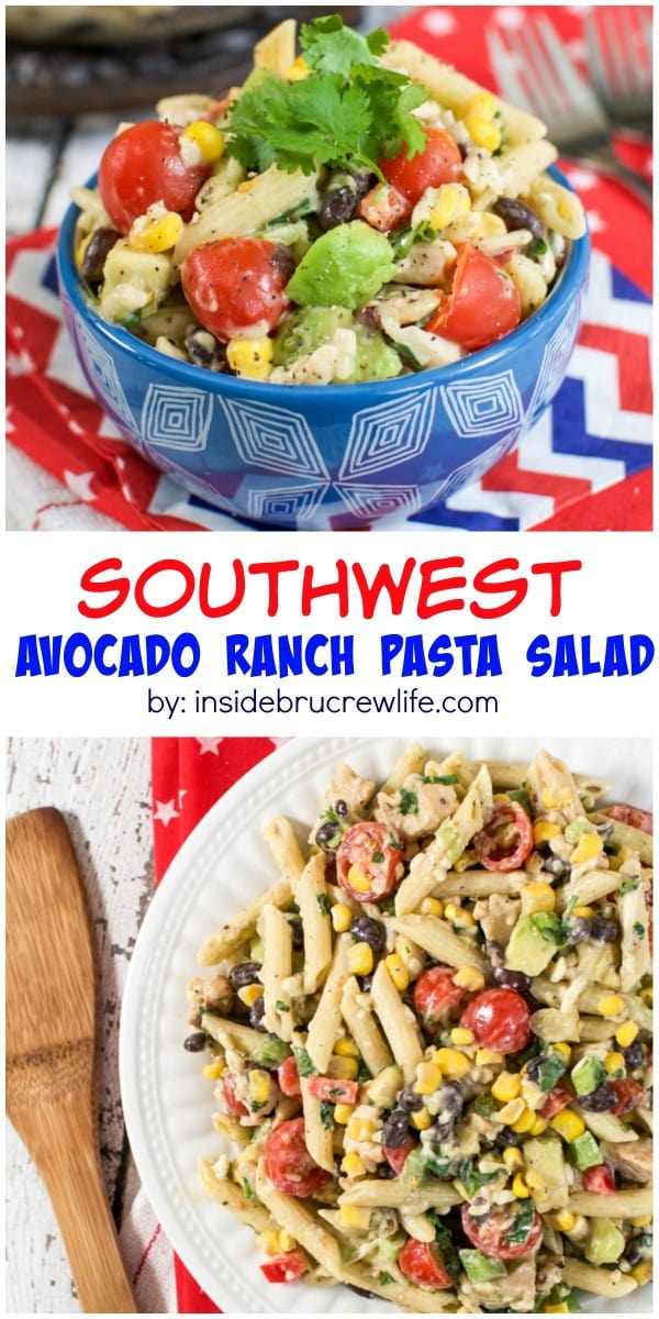Southwest Avocado Ranch Pasta Salad