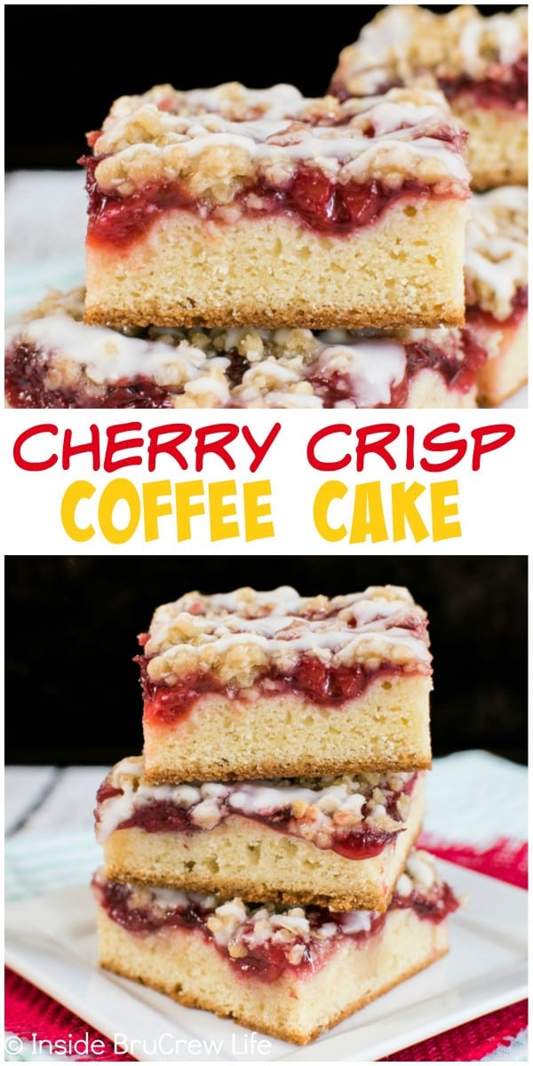 Cherry pie filling and oatmeal crisp makes this buttery coffee cake a great choice for breakfast.