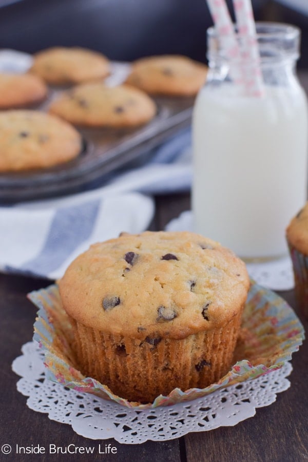 Chocolate chips and oats make these banana muffins disappear in a hurry!
