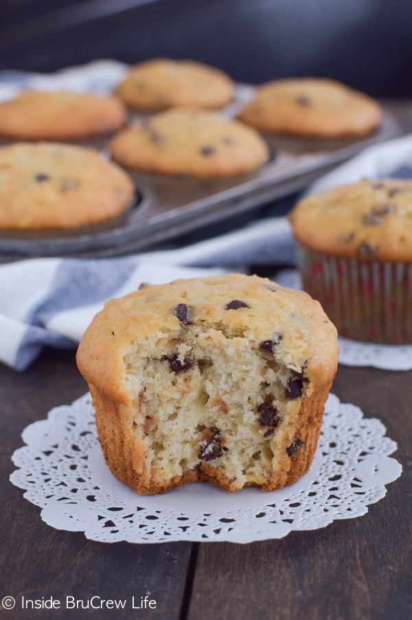 Adding oats and chocolate chips makes these banana muffins a favorite breakfast treat.