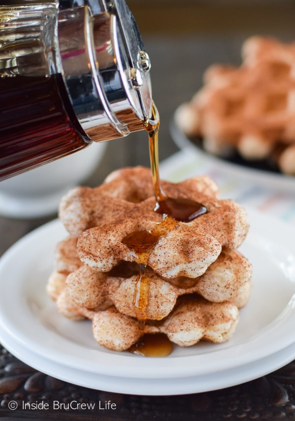 Cinnamon Sugar Waffles are so easy to make when you use biscuits and cinnamon sugar.