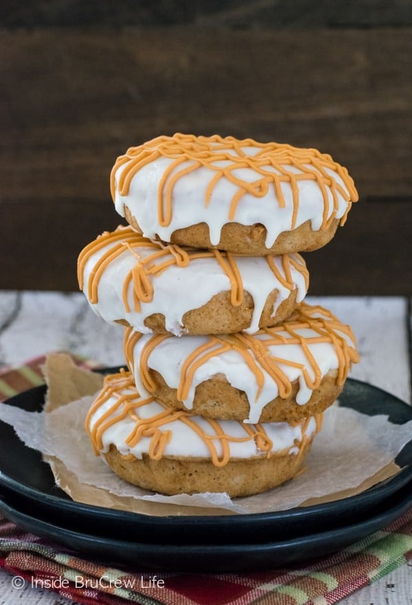 Apples and butterscotch add a fun flavor to these easy cake donuts.