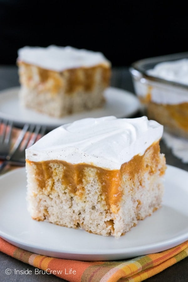 Pumpkin pudding and fall spices make this an easy cake to serve for any fall party.