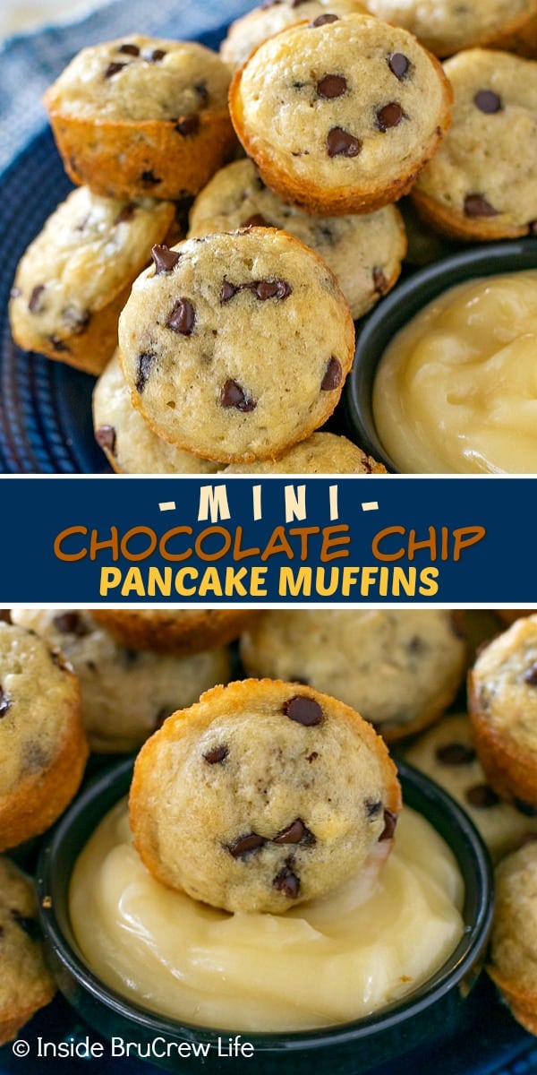 Two pictures of pancake muffins collaged together with a text block