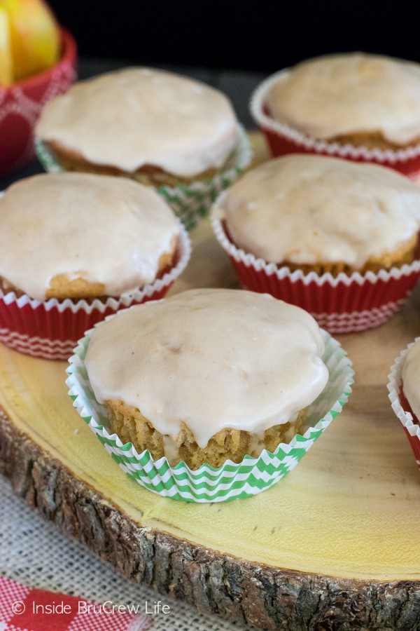 An apple cider glaze adds a fun twist to these easy breakfast muffins.