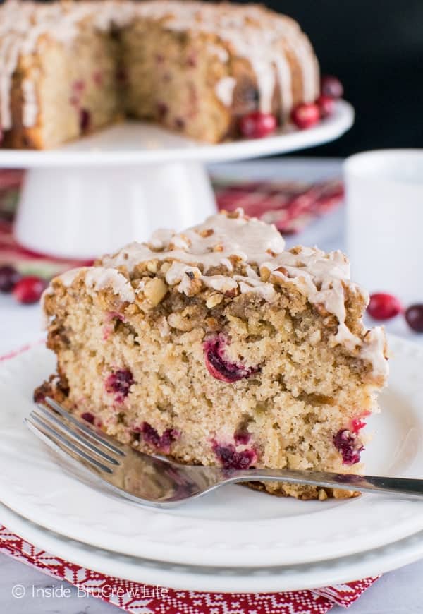 Apple Cranberry Coffee Cake - fresh fruit, crumble, and glaze make this an impressive coffee cake to share at breakfast.