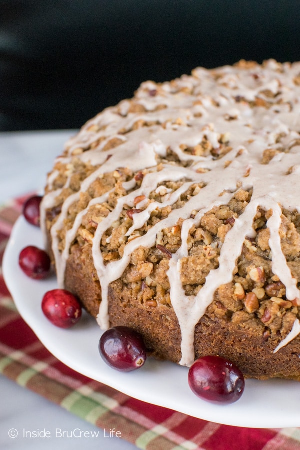 Layers of crumble and spice glaze make this Apple Cranberry Coffee Cake the best breakfast idea.