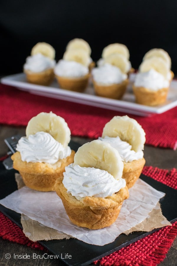 Bananas, cheesecake, and Nutella give these Banana Nutella Crescent Cups a fun twist. Easy dessert recipe.