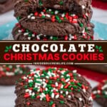 Pinterest image for chocolate Christmas cookies.