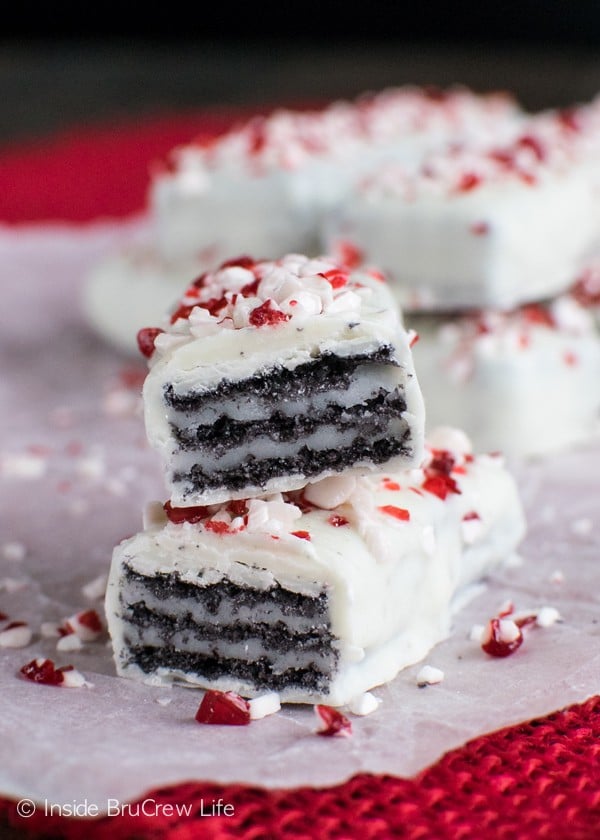 These Chocolate Peppermint Wafers are an easy no bake treat. Perfect holiday treat for parties!