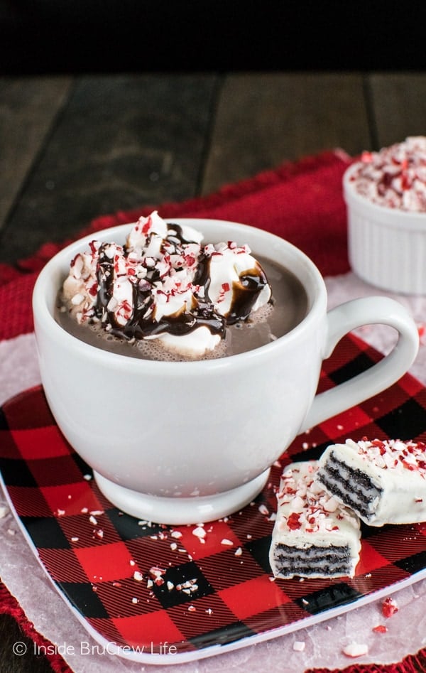 Adding coffee to this homemade peppermint hot chocolate is delicious and easy on your wallet.