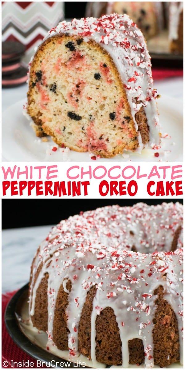 This White Chocolate Peppermint Oreo Cake is loaded with cookies and candy cane pieces. It's an easy, but impressive holiday dessert!