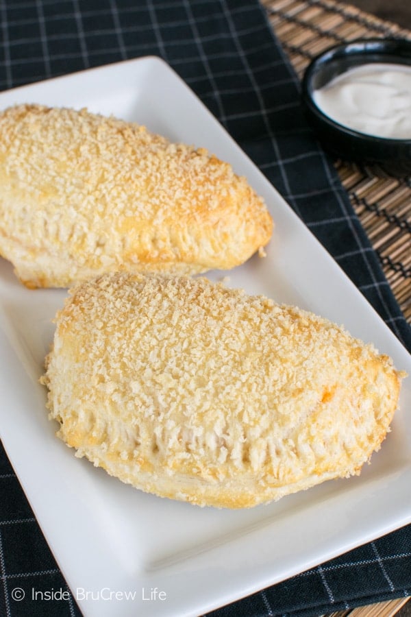 Filling biscuits with chicken dip makes these Buffalo Chicken Calzones a great dinner or game day recipe!