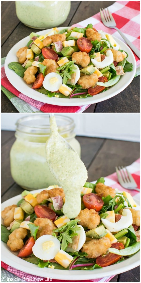 Avocado Shrimp Cobb Salad with Avocado Lime Salad Dressing