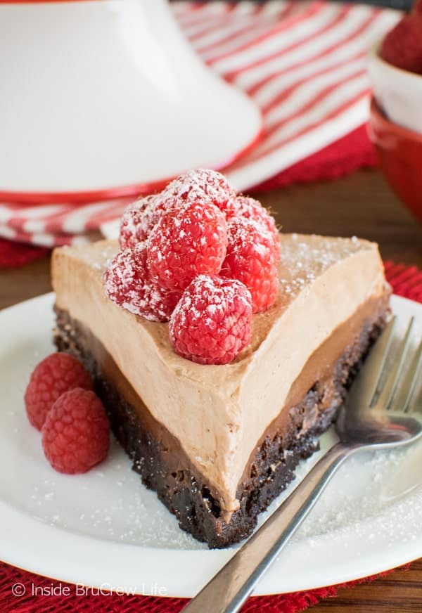 Raspberry Nutella Brownie Cake recipe - three layers of chocolate and fresh berries makes this an absolutely enjoyable dessert! 