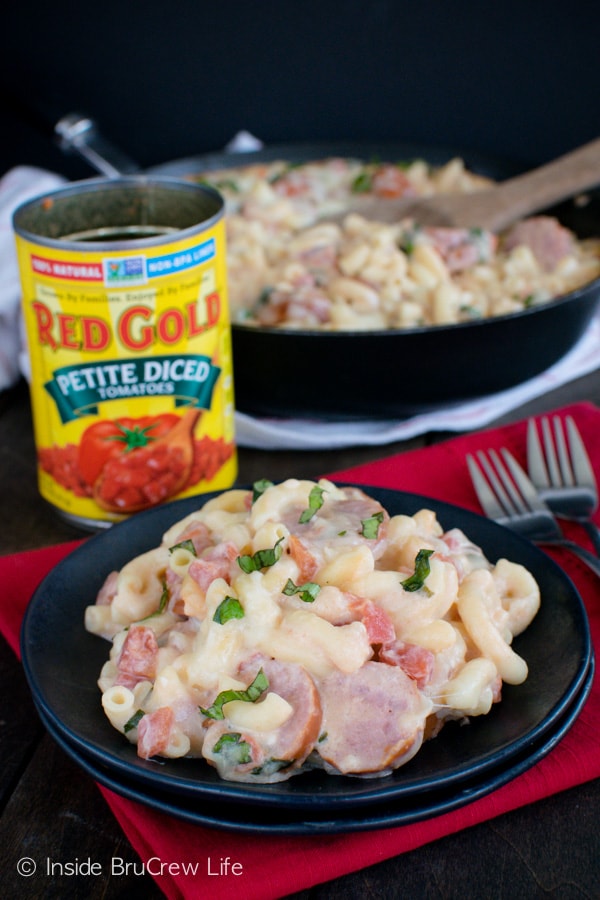 Tomato Basil Sausage Skillet recipe - an easy dinner that can be on your table in under 30 minutes