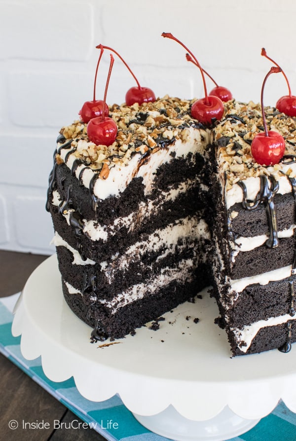 This rich Dark Chocolate Layer Cake is perfect for celebrating any life event! Great dessert recipe!