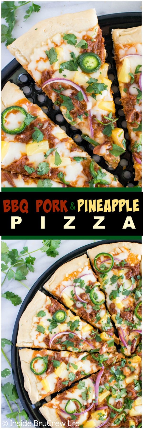 BBQ Pork Pineapple Pizza - pineapple and jalapeño add a sweet & spicy flair to this awesome grilled pizza. Great summer dinner recipe! #99DaysofBBQ #sponsored