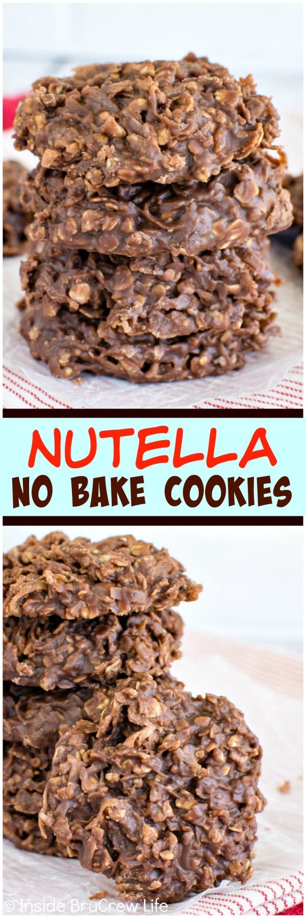 Nutella No Bake Cookies - these easy cookies are loaded with coconut, oats, and chocolate spread. Awesome no bake dessert recipe!