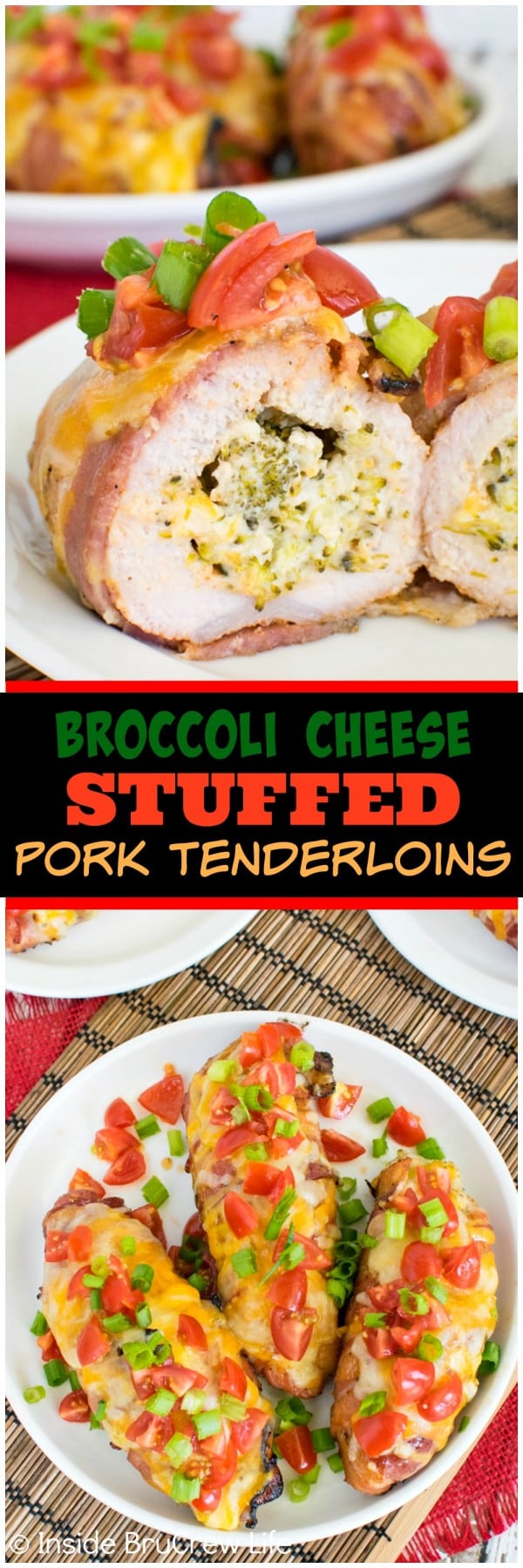 Broccoli Cheese Stuffed Pork Tenderloins - stuffing tenderloins with cheese and veggies makes this meal disappear in a hurry. Awesome dinner recipe!