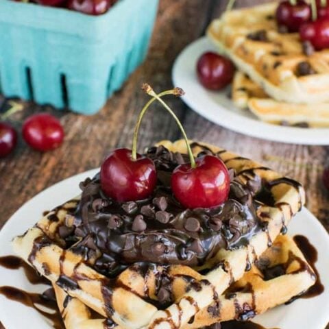 Cherry Chocolate Chip Waffles