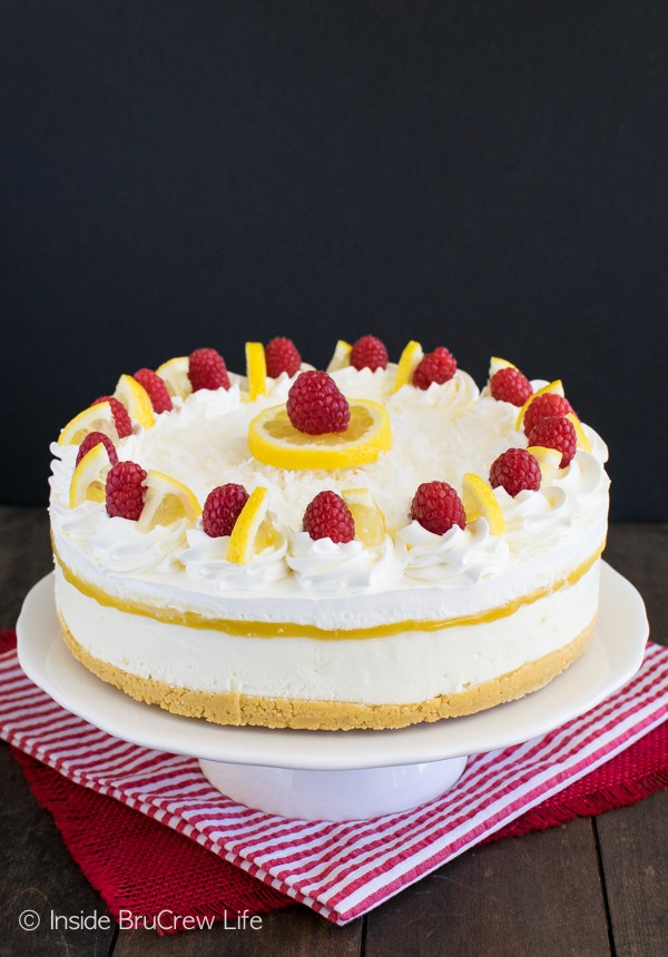 Layers of creamy coconut cheesecake and lemon curd make this No Bake Lemon Macaroon Cheesecake a refreshing and easy dessert recipe to make!