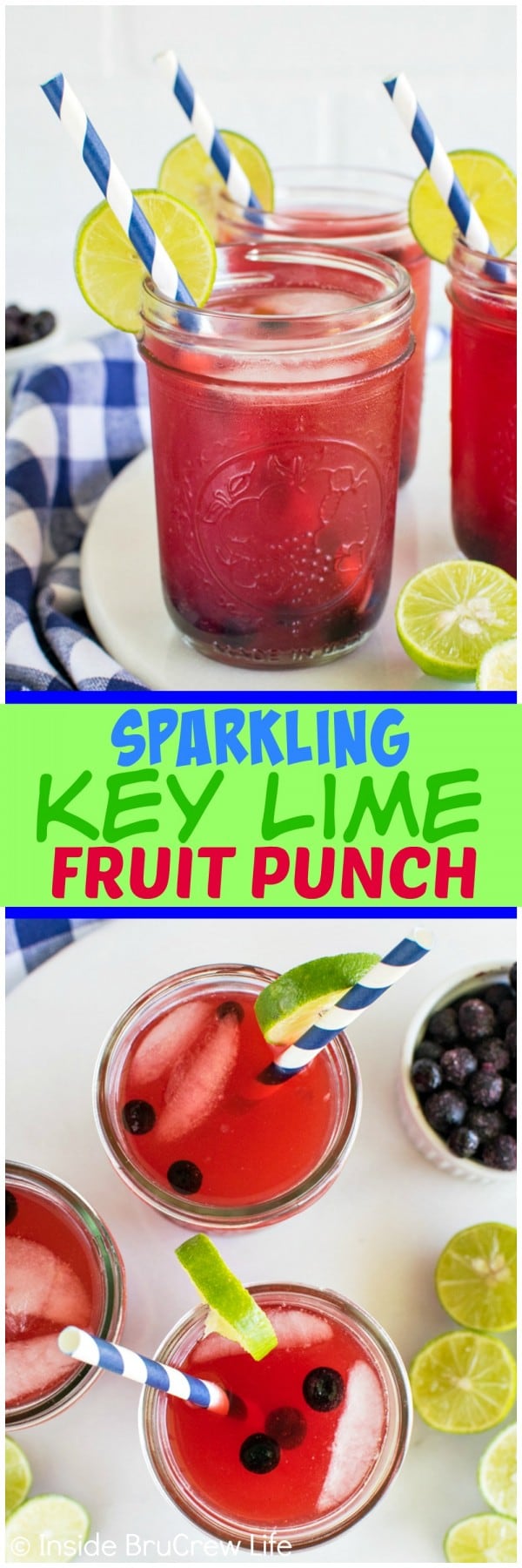 Sparkling Key Lime Fruit Punch - key lime juice and fruit punch makes a refreshing drink on a hot summer day! Awesome punch recipe!