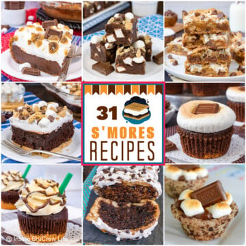 Nine s'mores desserts collaged with a fun text box.