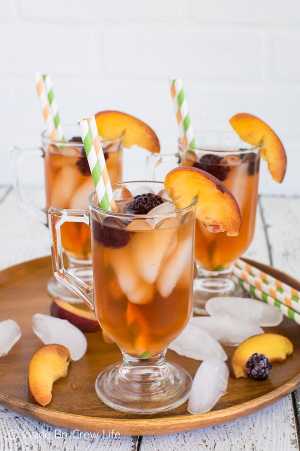 Sparkling Blackberry Peach Tea - easy 2 ingredient punch that is refreshing any time of year! Great drink recipe!