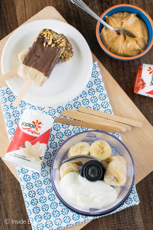 Peanut Butter Banana Popsicles are a fun and delicious after school snack or dessert. Easy recipe to make!