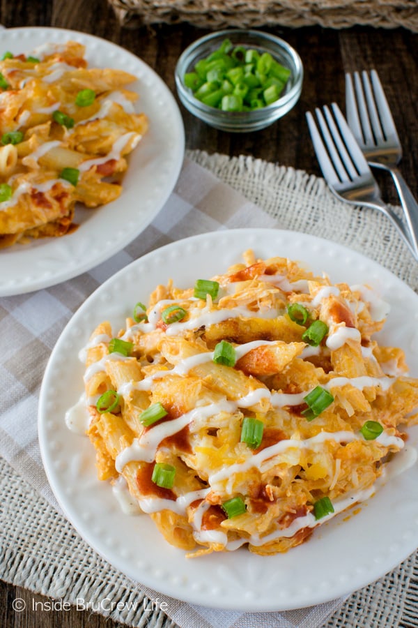 Easy Buffalo Chicken Pasta Bake - Inside BruCrew Life