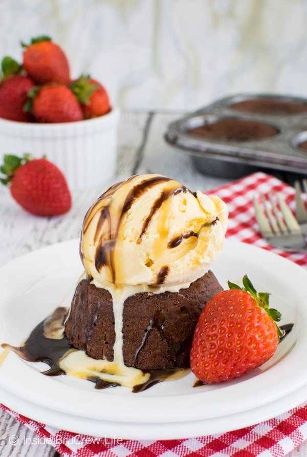 A hidden gooey center in these Chocolate Lava Cakes is a delicious way to do dessert. Add ice cream and toppings for a decadent recipe.
