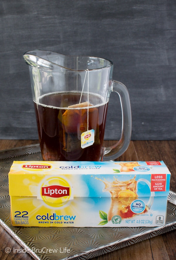 Lipton Cold Brew Iced Tea makes this Caramel Apple Cider Iced Tea an easy and refreshing fall recipe.