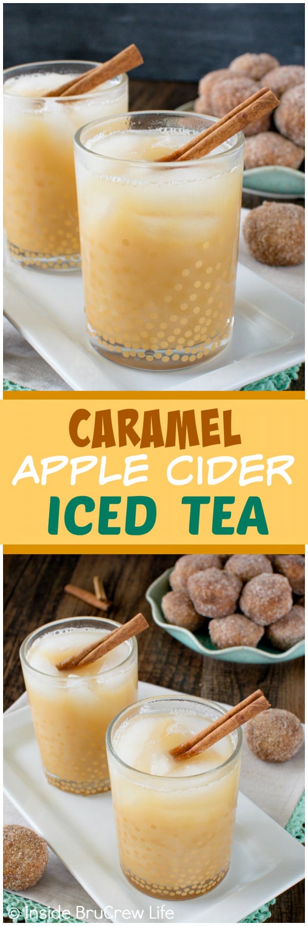 Caramel Apple Cider Iced Tea - this easy and refreshing drink is the perfect blend of flavors for enjoying on a fall day. Great recipe combo.