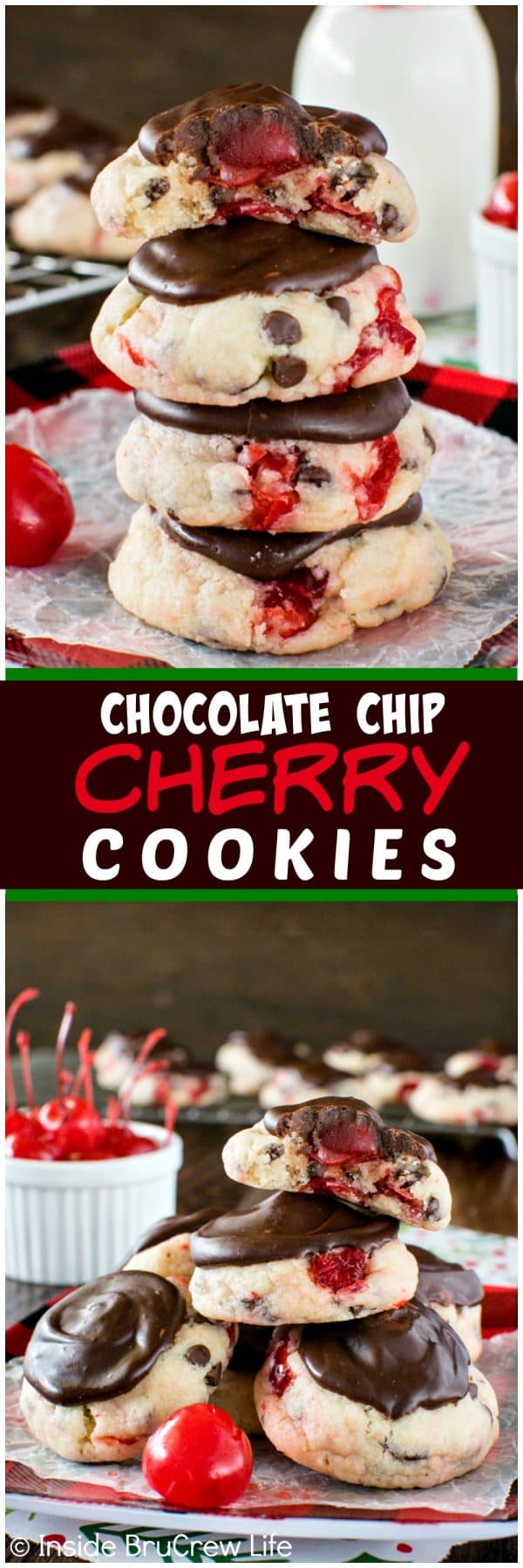 Chocolate Chip Cherry Cookies - these soft cookies are packed with chocolate and cherry goodness. This treat is the best recipe for holiday cookie trays!