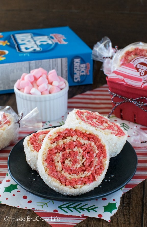 Peppermint Rice Krispies Pinwheels - easy no bake cookie recipe that is great for holiday parties