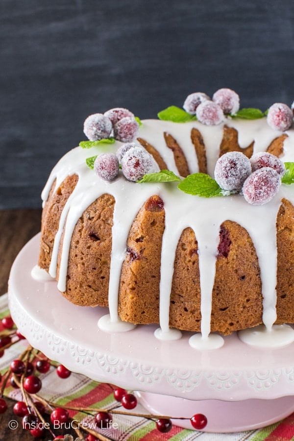 Apple Cranberry Bundt Cake - adding fresh apples and cranberries make this fruit cake a sweet dessert for holiday parties!