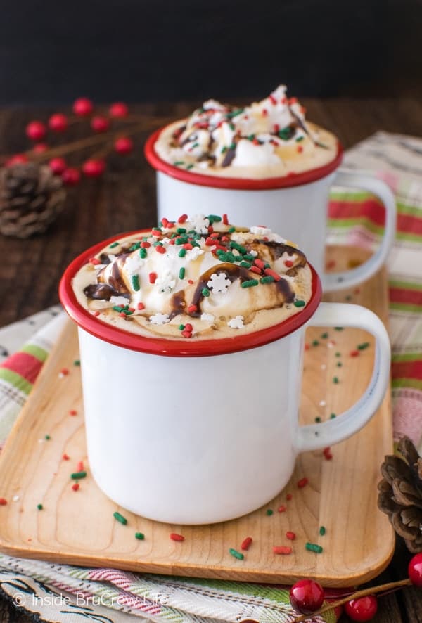 Salted Caramel Coffee Floats - coffee and gelato make an awesome coffee house drink. Sweet & salty goodness in every sip!