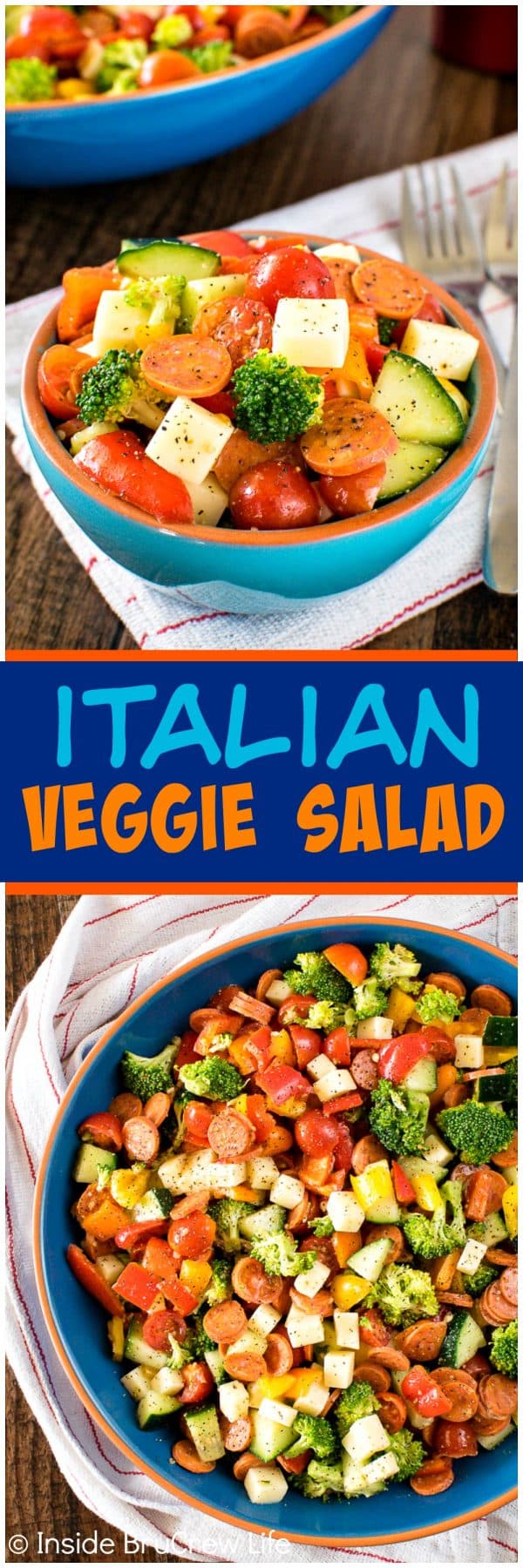 Italian Veggie Salad - all your favorite veggies plus cheese & pepperoni makes this easy salad the perfect healthy dinner recipe!