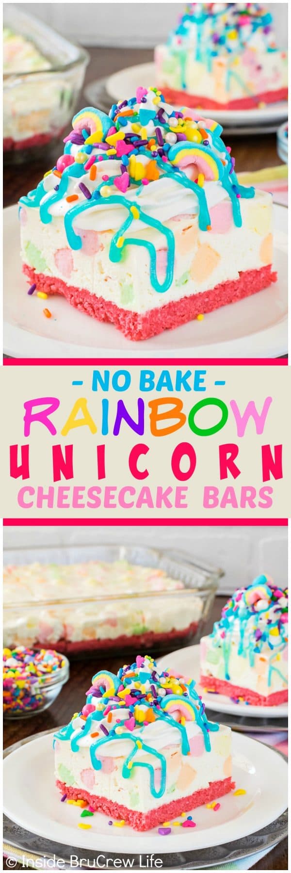 Rainbow Sprinkle Cookies Recipe No Bake Rainbow Unicorn Cheesecake Bars Inside BruCrew Life