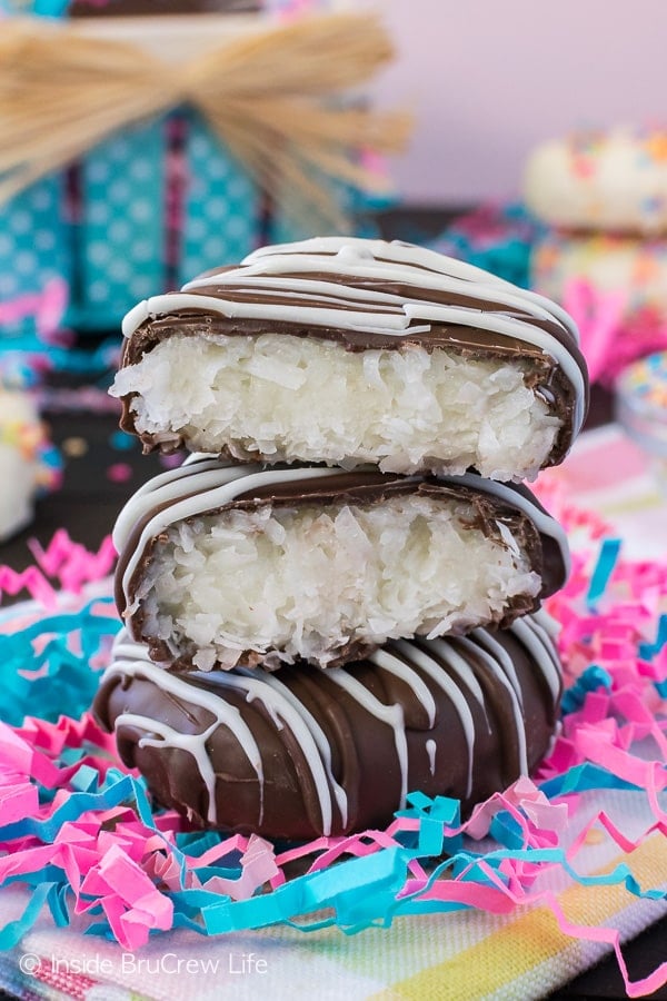Coconut Cream Eggs - this easy homemade coconut filling and chocolate make a fun and pretty candy recipe for Easter baskets!